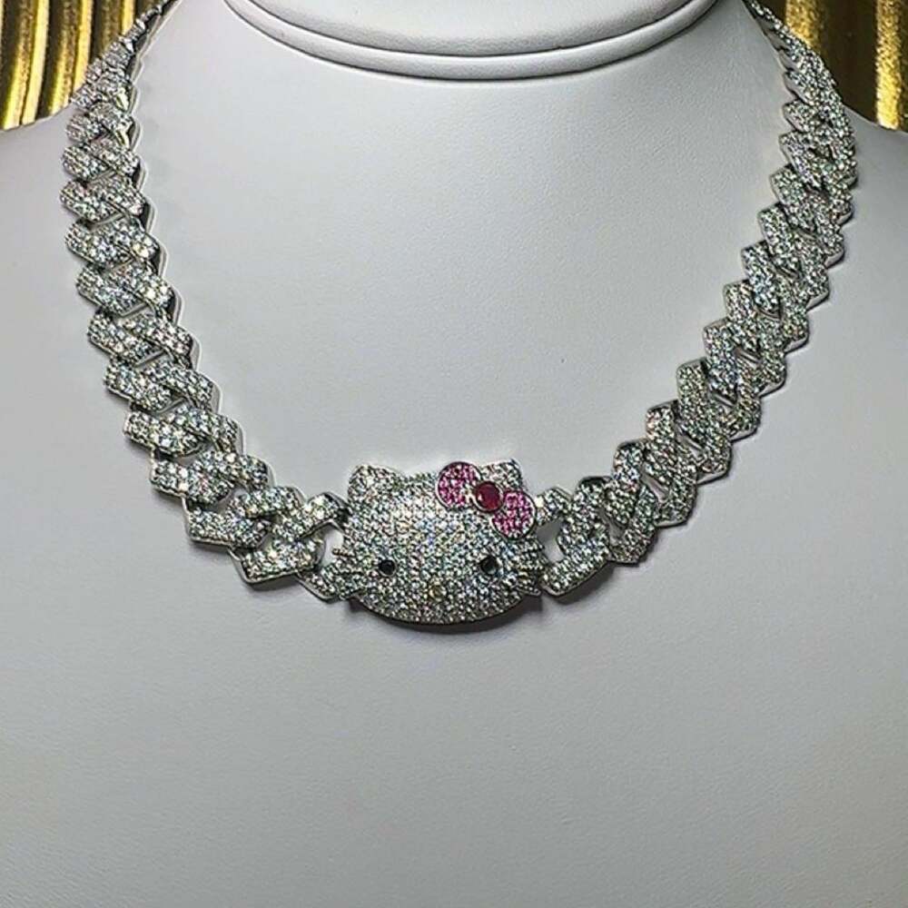 Silver Hello Kitty Cuban Link necklace 16inch